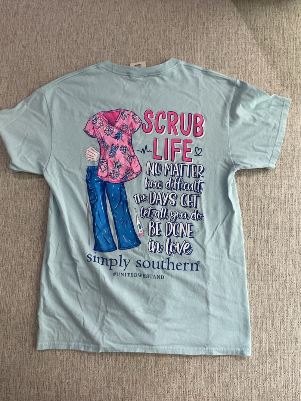 Simply Southern Light Blue Tee with Pink Logo